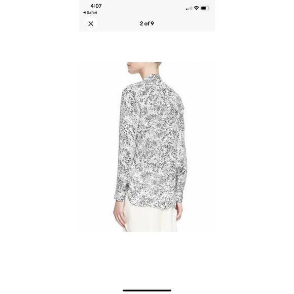 Haute Hippie Ditsy Leopard Black & White Silk Print Cowl Neck Top Blouse SZ S - Picture 10 of 10